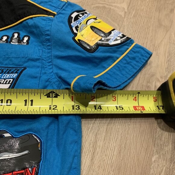 Disney Cars Lightning McQueen Racing Mechanic Pit Crew Button Shirt Youth 5/6 - Picture 6 of 7
